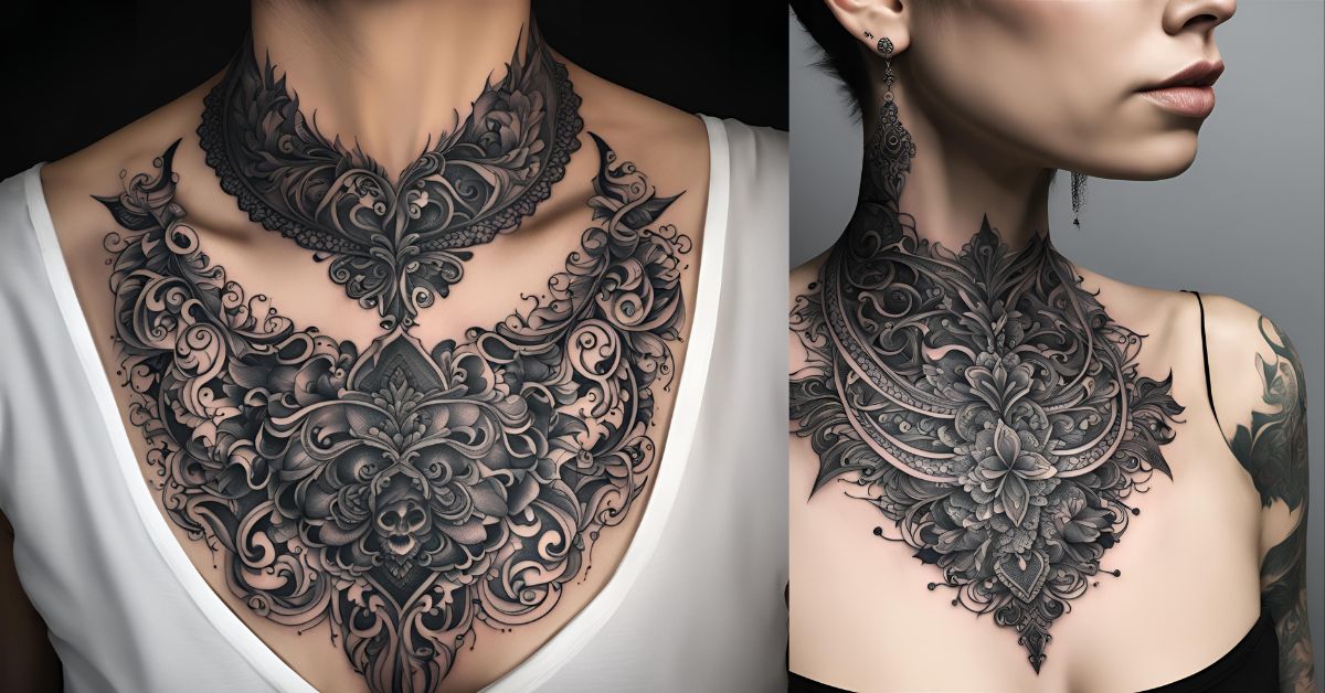 Dark Ornamental Tattoo Neck